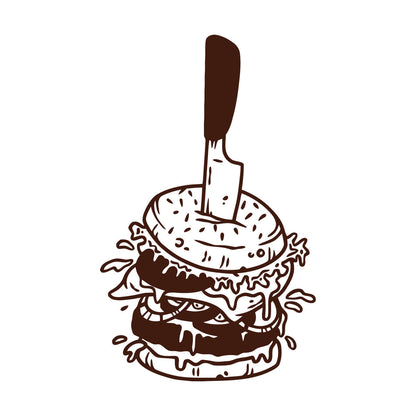 Vinyl Art Sticker Hamburger With Knife Amazing Burger Street Fast Food Art Mural Painting