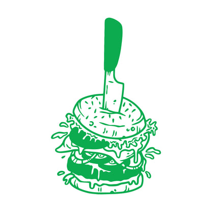 Vinyl Art Sticker Hamburger With Knife Amazing Burger Street Fast Food Art Mural Painting