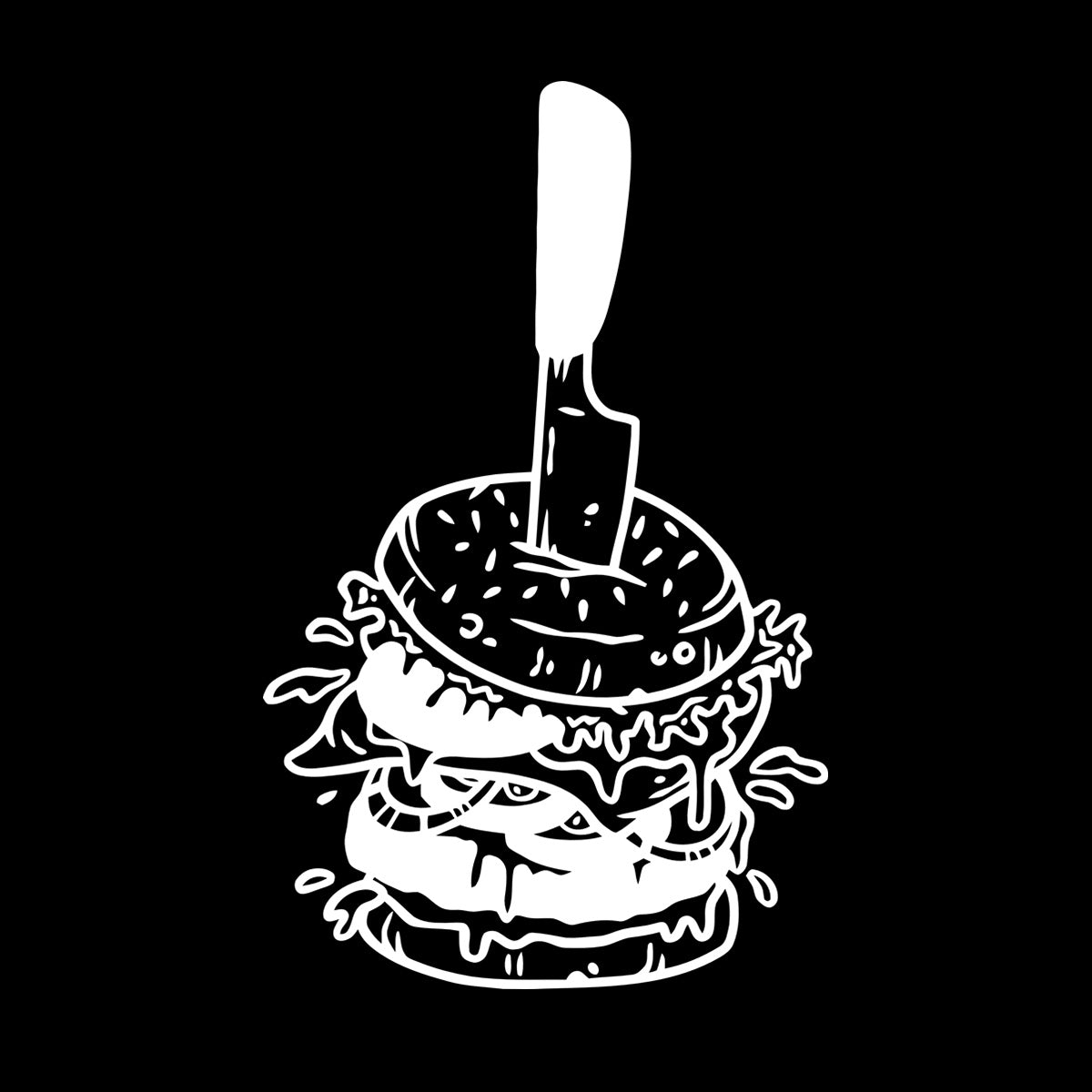 Vinyl Art Sticker Hamburger With Knife Amazing Burger Street Fast Food Art Mural Painting