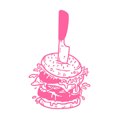 Vinyl Art Sticker Hamburger With Knife Amazing Burger Street Fast Food Art Mural Painting
