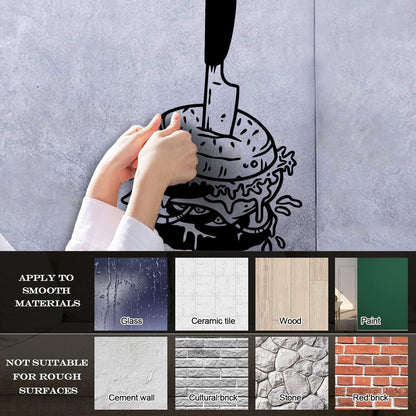 Vinyl Art Sticker Hamburger With Knife Amazing Burger Street Fast Food Art Mural Painting