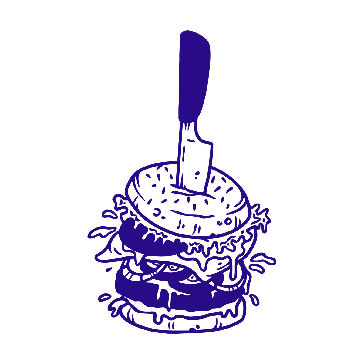 Vinyl Art Sticker Hamburger With Knife Amazing Burger Street Fast Food Art Mural Painting