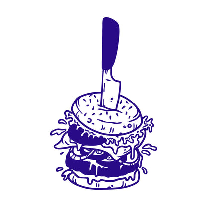 Vinyl Art Sticker Hamburger With Knife Amazing Burger Street Fast Food Art Mural Painting