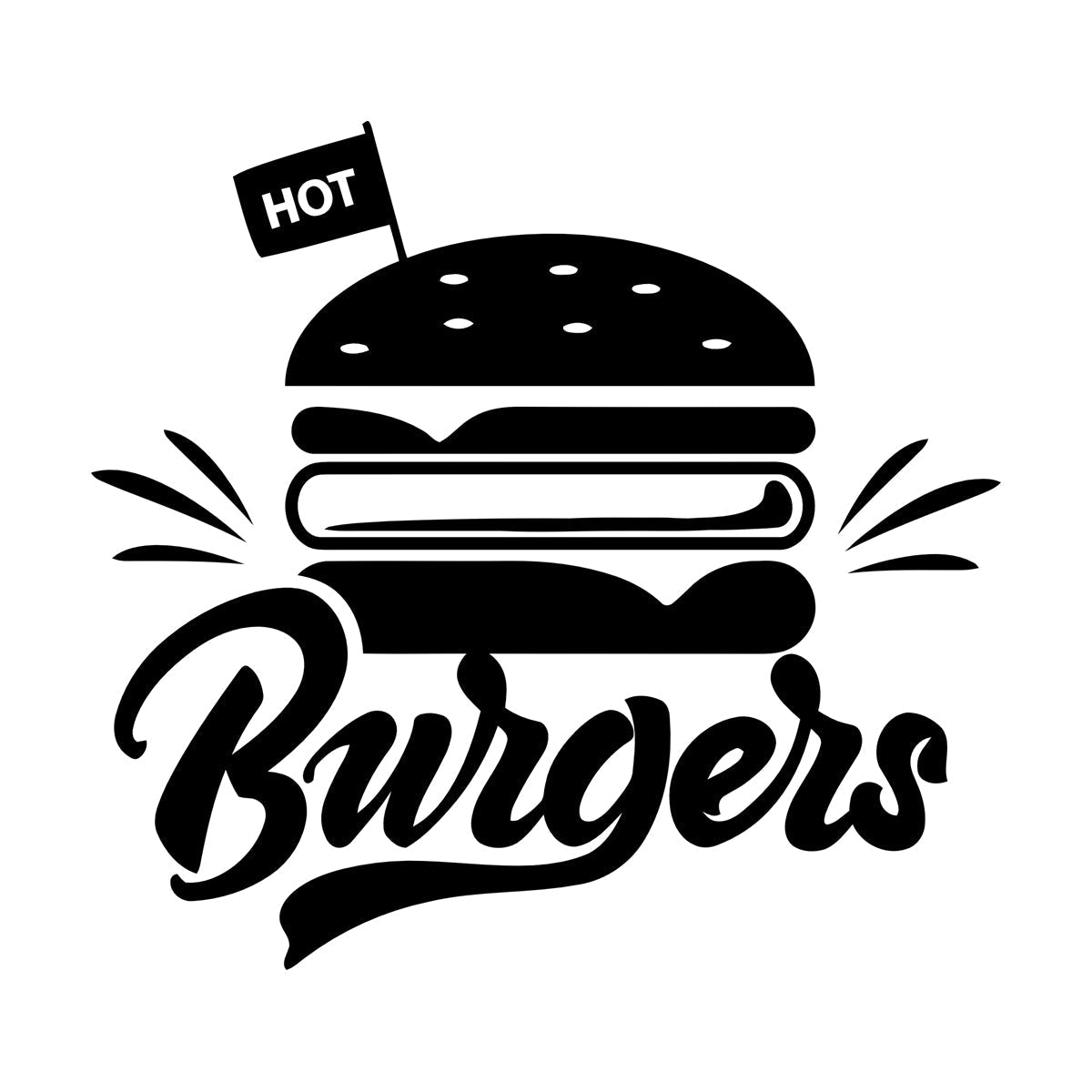 Engraving Stickers Hot Burgers Fast Food Restaurant Multiple Size Options