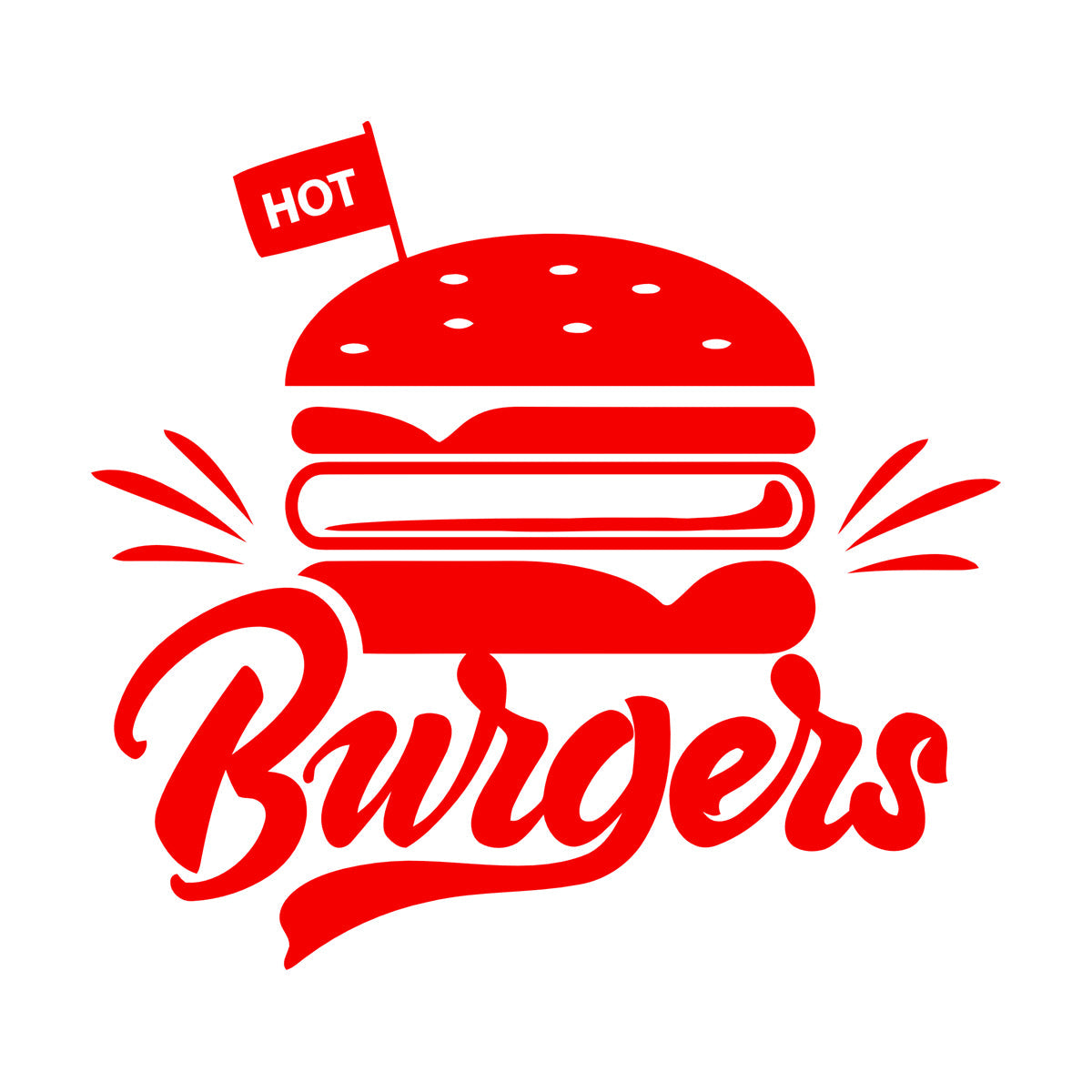 Engraving Stickers Hot Burgers Fast Food Restaurant Multiple Size Options