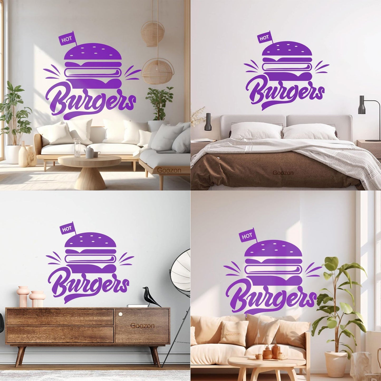Engraving Stickers Hot Burgers Fast Food Restaurant Multiple Size Options