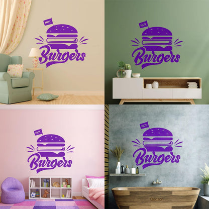 Engraving Stickers Hot Burgers Fast Food Restaurant Multiple Size Options