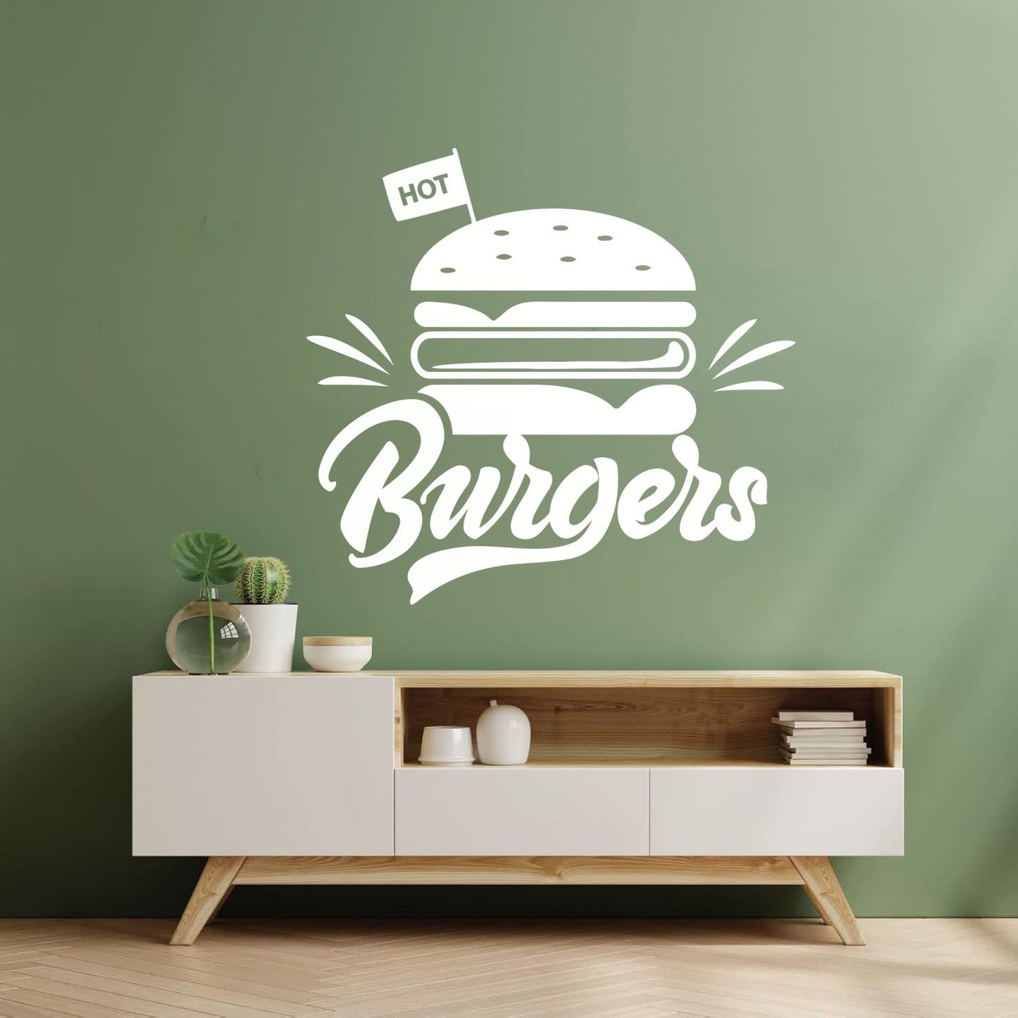 Engraving Stickers Hot Burgers Fast Food Restaurant Multiple Size Options