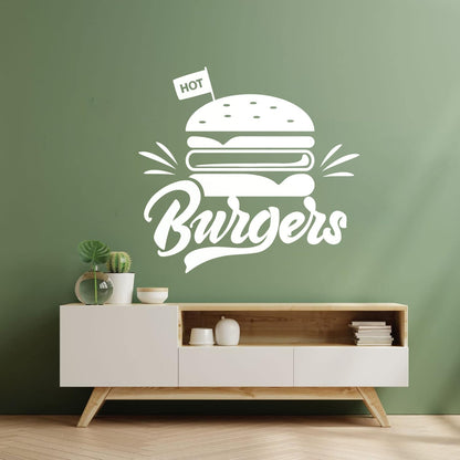 Engraving Stickers Hot Burgers Fast Food Restaurant Multiple Size Options