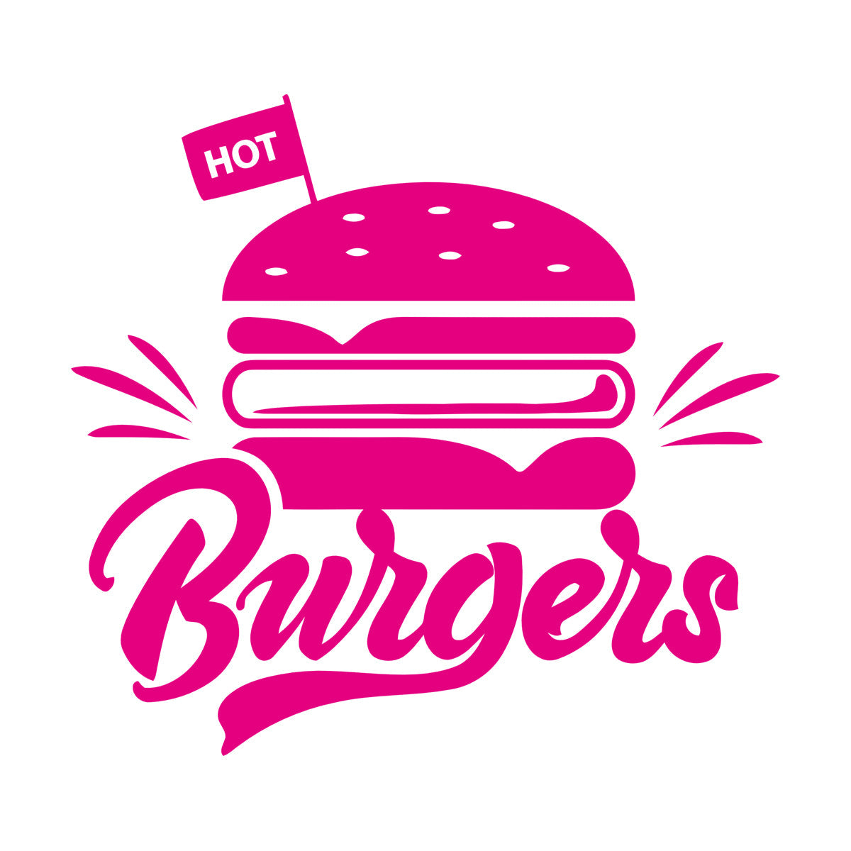 Engraving Stickers Hot Burgers Fast Food Restaurant Multiple Size Options