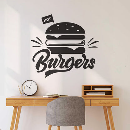 Engraving Stickers Hot Burgers Fast Food Restaurant Multiple Size Options