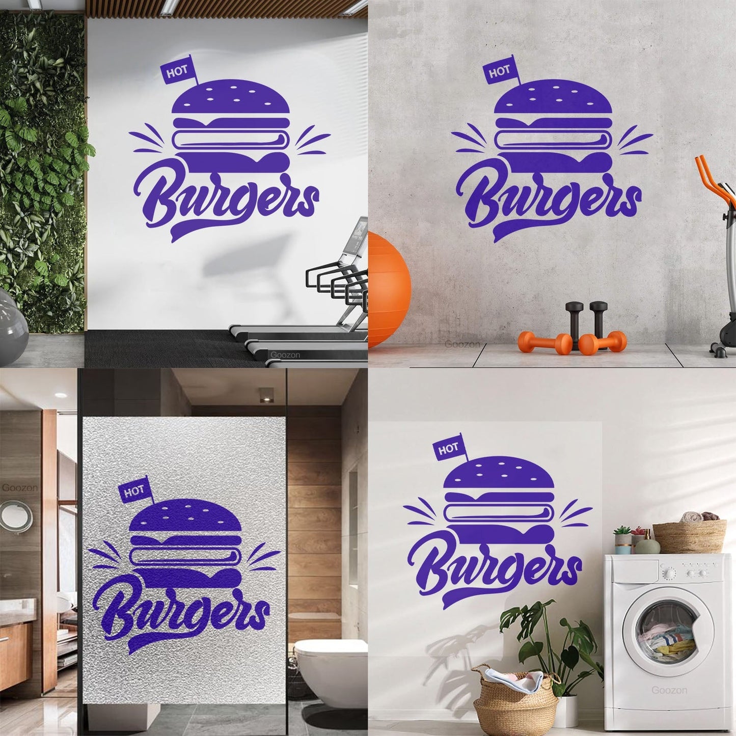 Engraving Stickers Hot Burgers Fast Food Restaurant Multiple Size Options