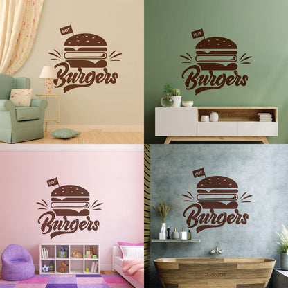 Engraving Stickers Hot Burgers Fast Food Restaurant Multiple Size Options