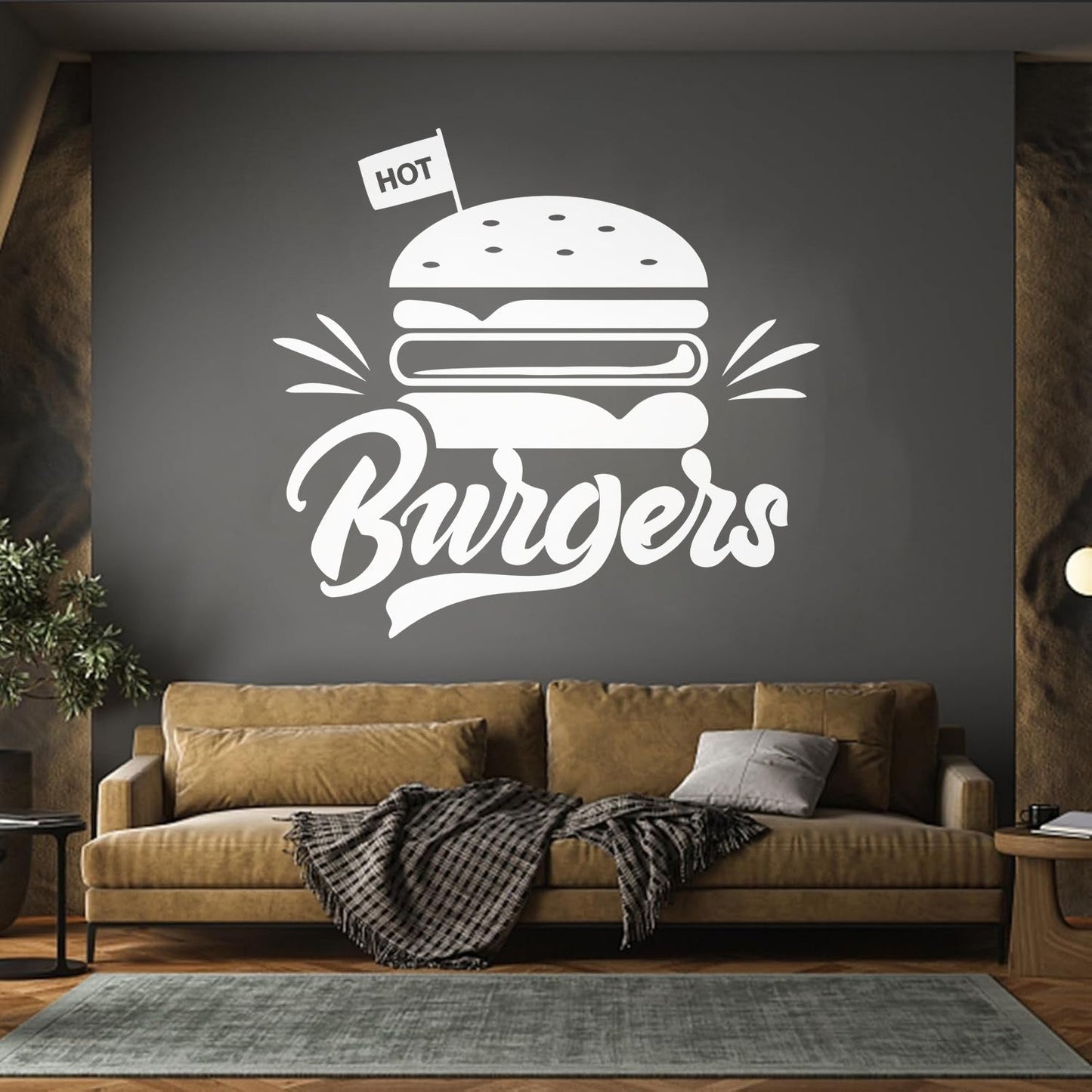 Engraving Stickers Hot Burgers Fast Food Restaurant Multiple Size Options