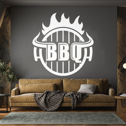 Bbq Hot Grill Logo Good Beef Burger Steak Kitchen Lettering Decals Waterproof