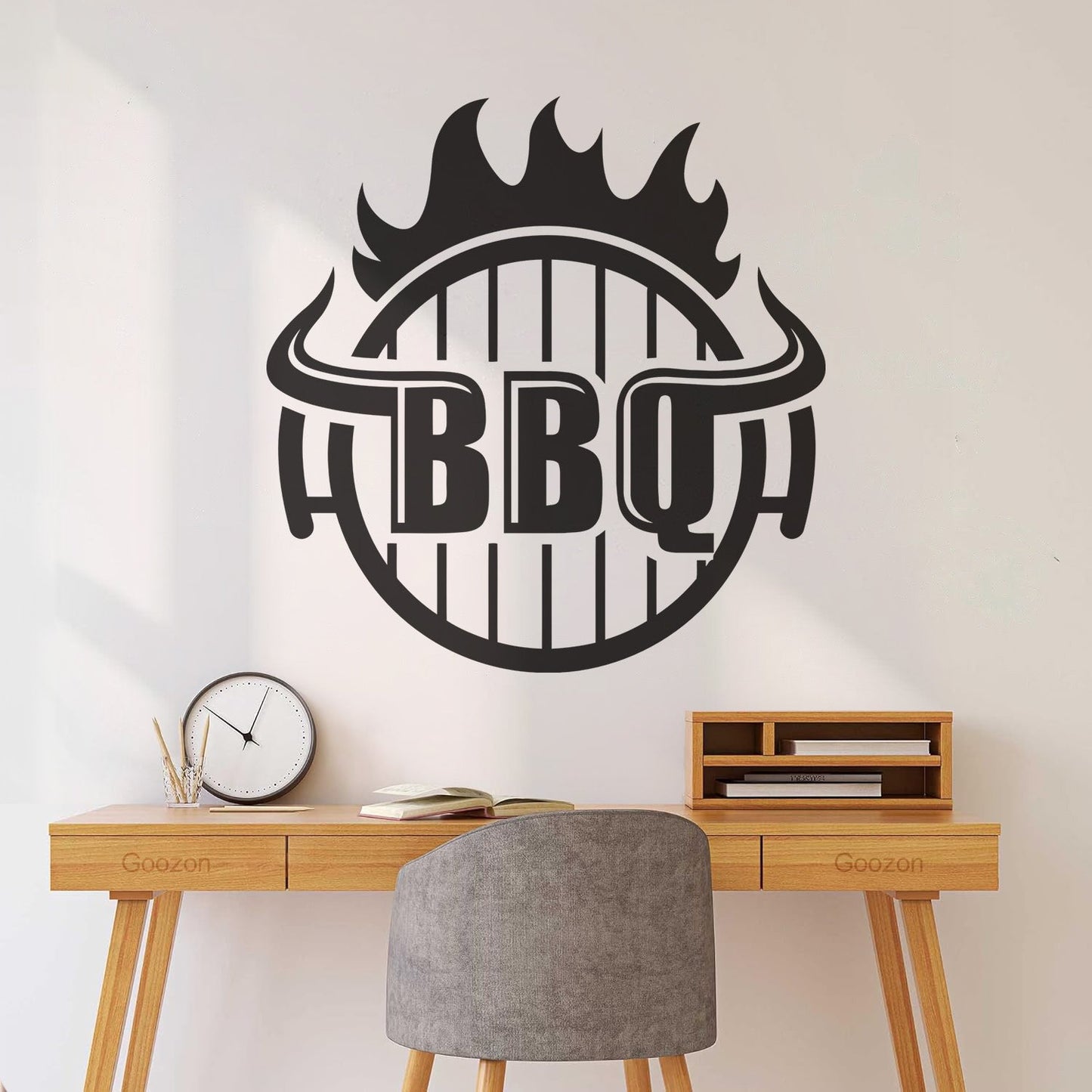 Bbq Hot Grill Logo Good Beef Burger Steak Kitchen Lettering Decals Waterproof