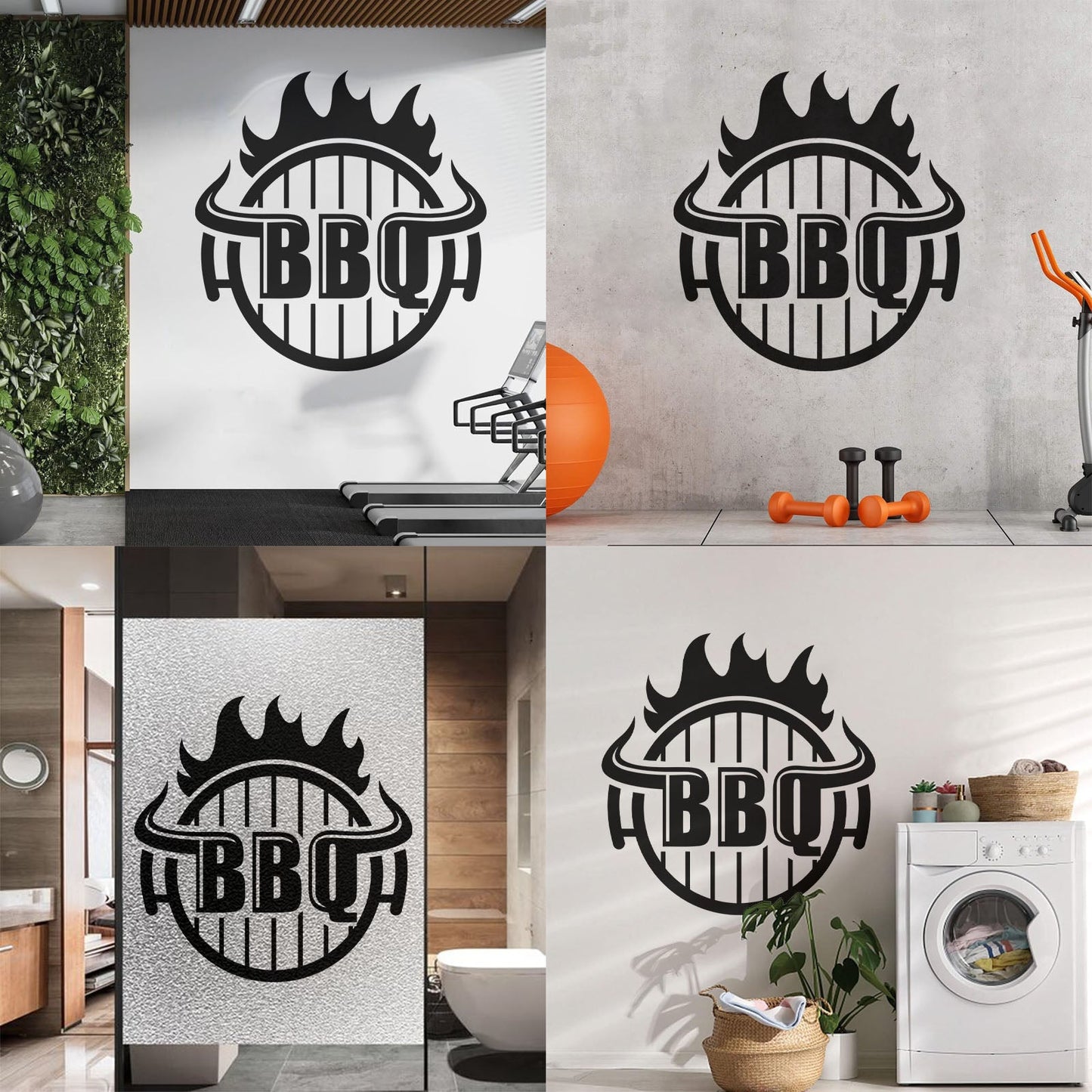 Bbq Hot Grill Logo Good Beef Burger Steak Kitchen Lettering Decals Waterproof