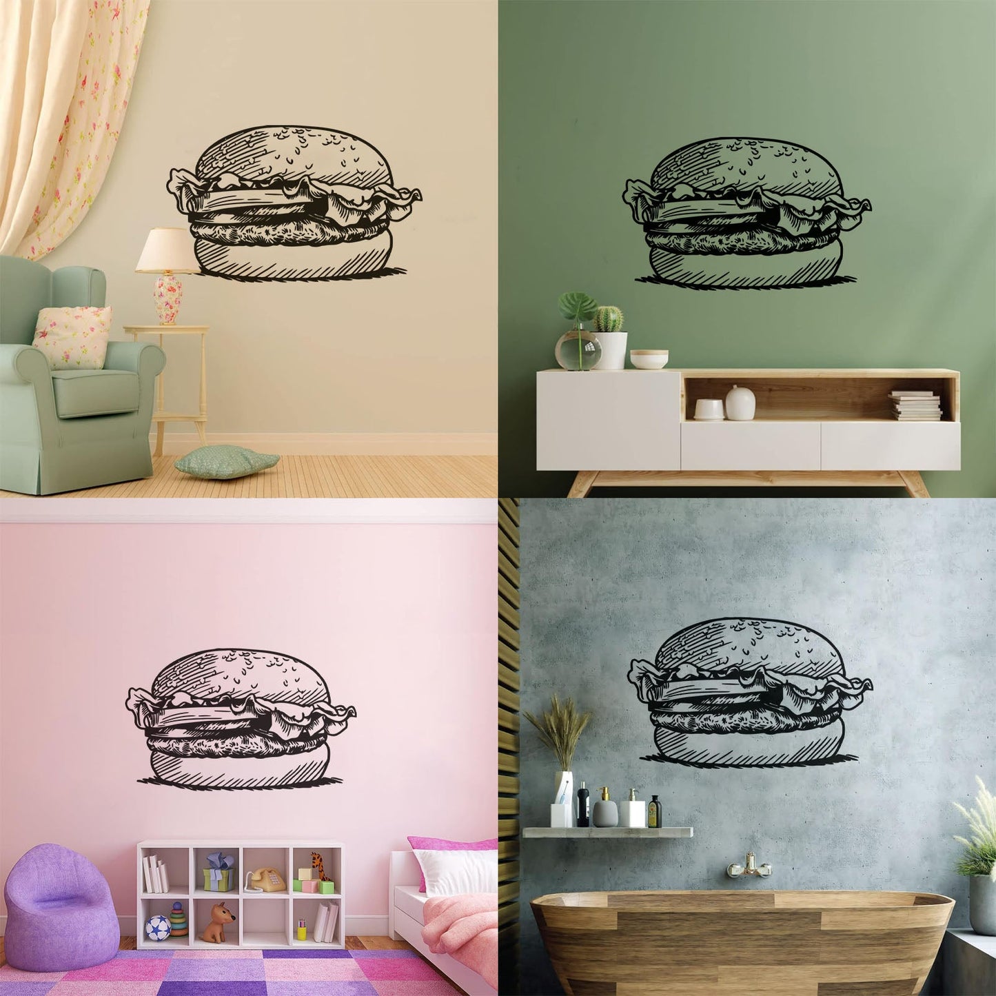 Wall Decals Paster Paper Kitchen Burger Fast Food Cafe Restaurant Can Modify And Add Information