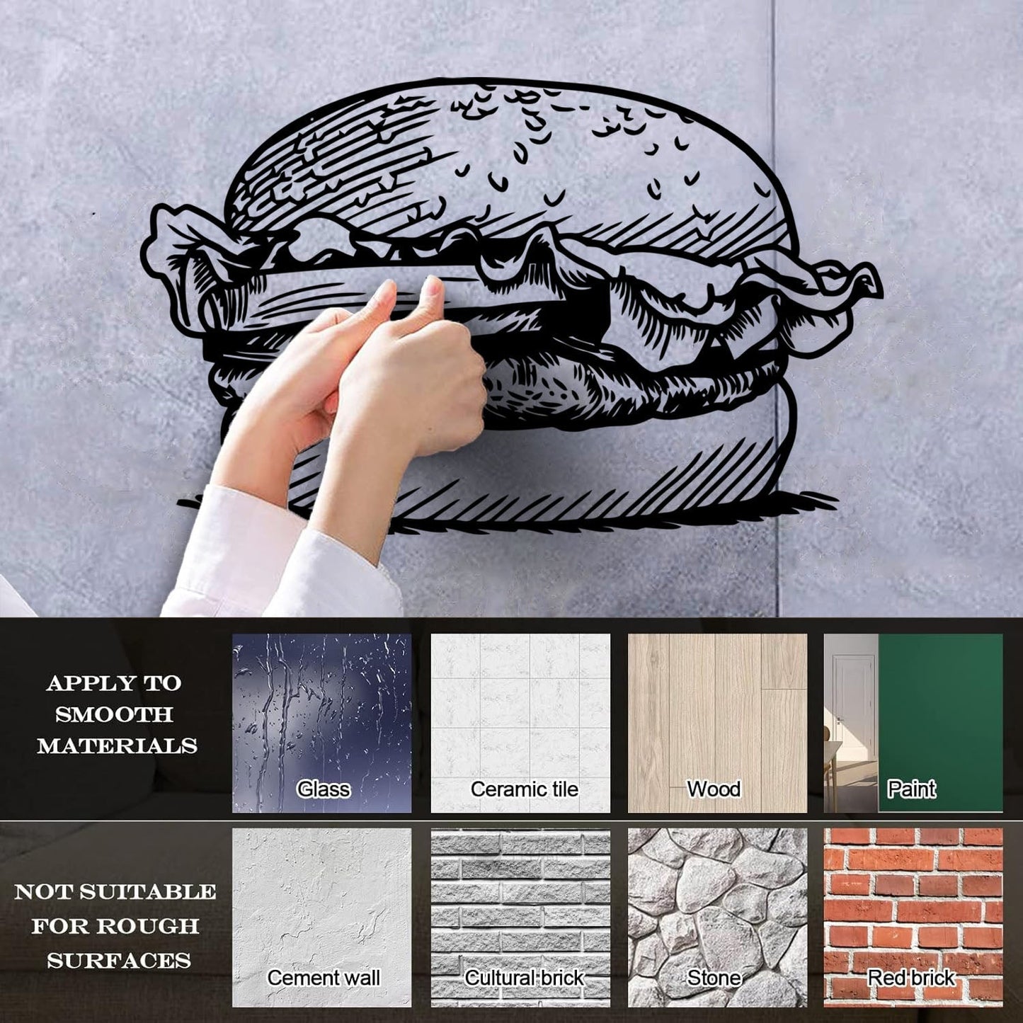 Wall Decals Paster Paper Kitchen Burger Fast Food Cafe Restaurant Can Modify And Add Information
