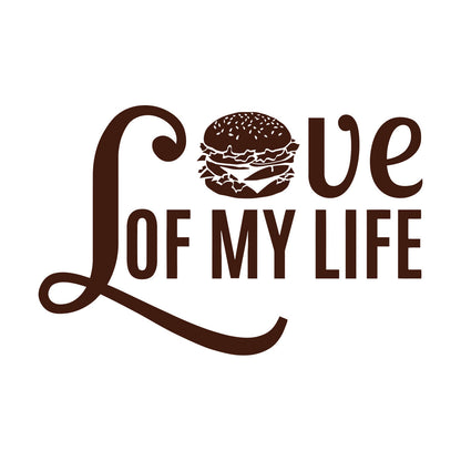 Vinyl Wall Stickers Phrase Love Burger Fast Food Cafe Restaurant Art Decoration