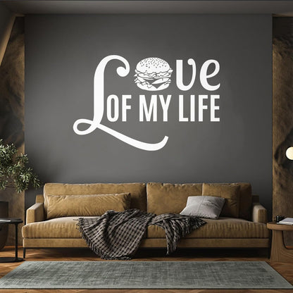 Vinyl Wall Stickers Phrase Love Burger Fast Food Cafe Restaurant Art Decoration