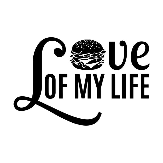 Vinyl Wall Stickers Phrase Love Burger Fast Food Cafe Restaurant Art Decoration