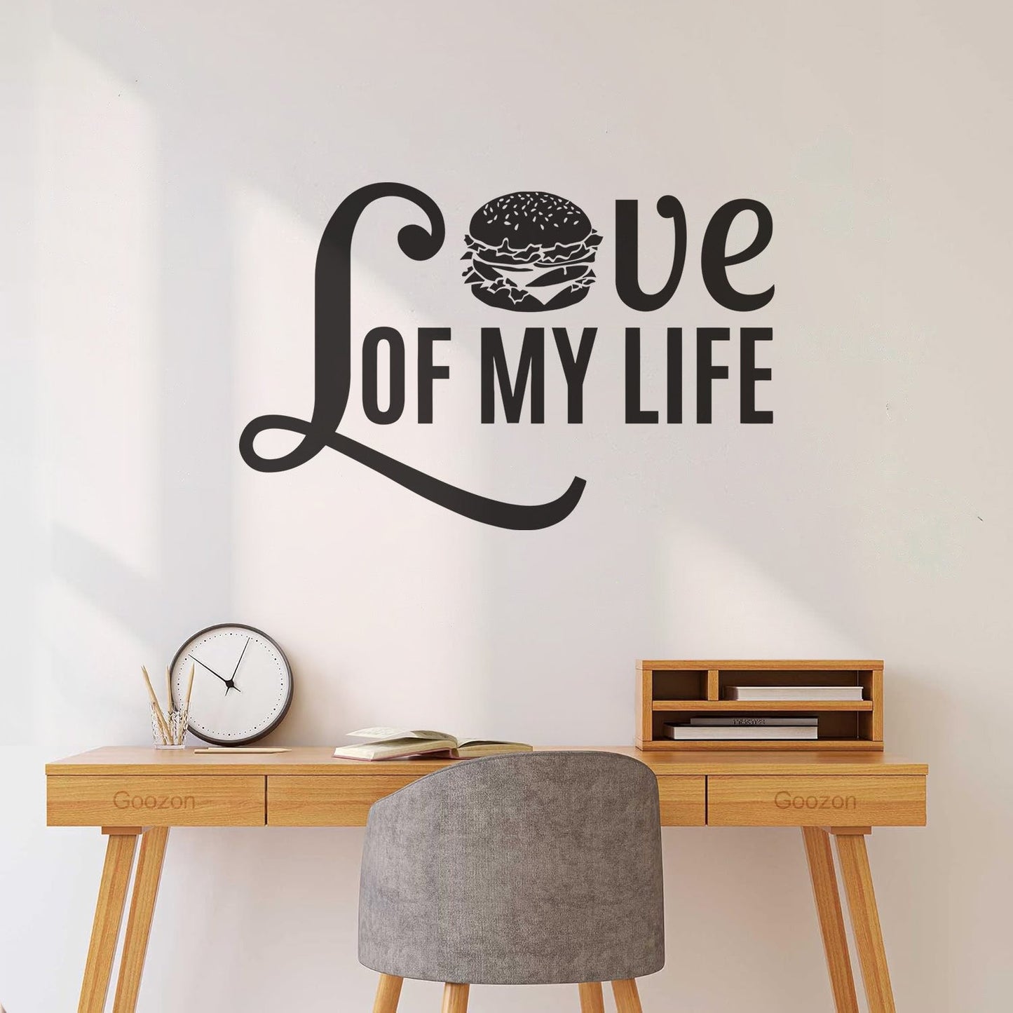 Vinyl Wall Stickers Phrase Love Burger Fast Food Cafe Restaurant Art Decoration
