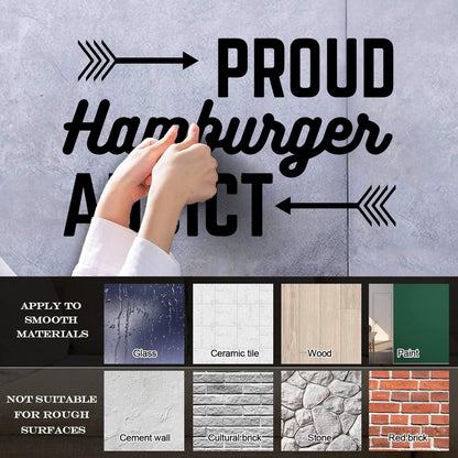 Wall Decals Proud Hamburger Addict Cafe Lettering Fast Food Wall Beautification