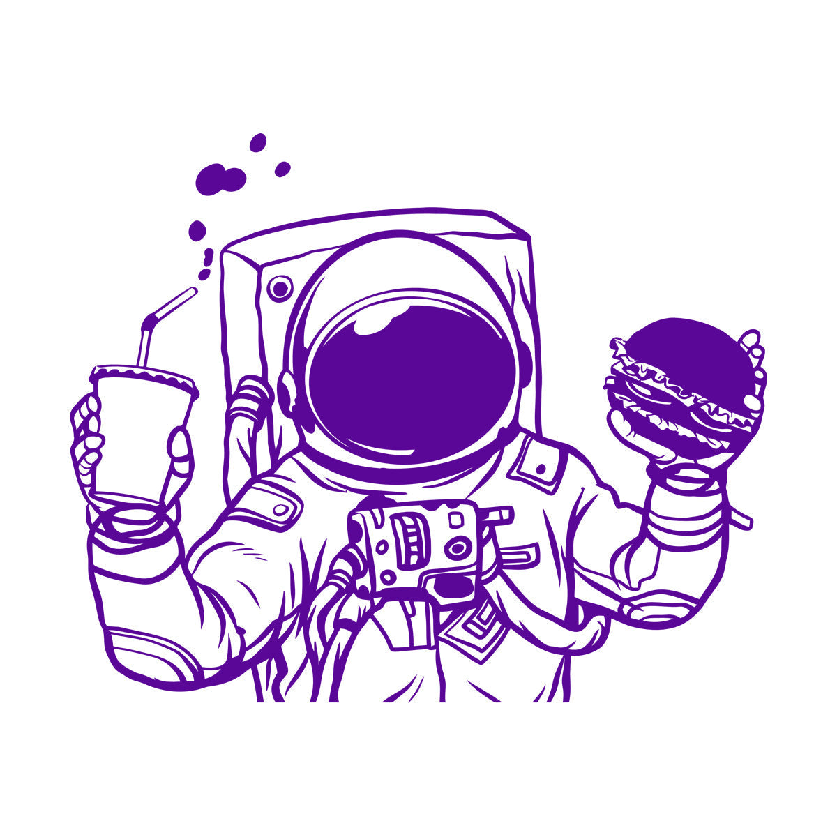 Vinyl Wall Decals Spaceman Cosmonaut Space Burger Drink Fast Food Car Body Decoration