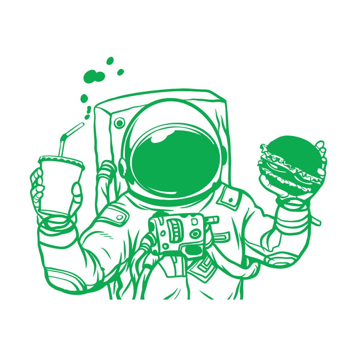 Vinyl Wall Decals Spaceman Cosmonaut Space Burger Drink Fast Food Car Body Decoration