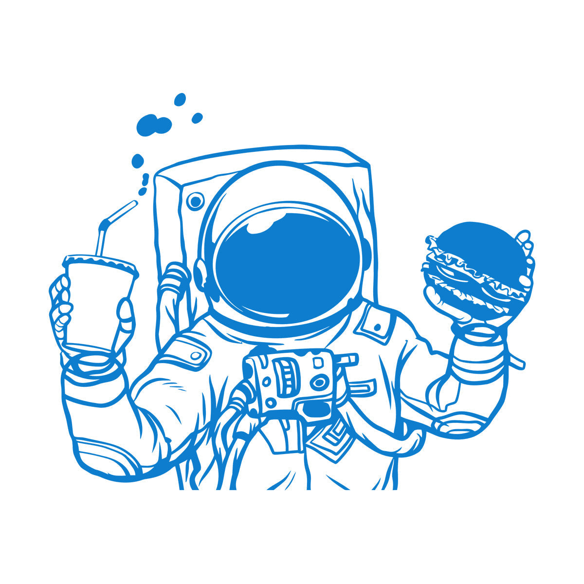 Vinyl Wall Decals Spaceman Cosmonaut Space Burger Drink Fast Food Car Body Decoration