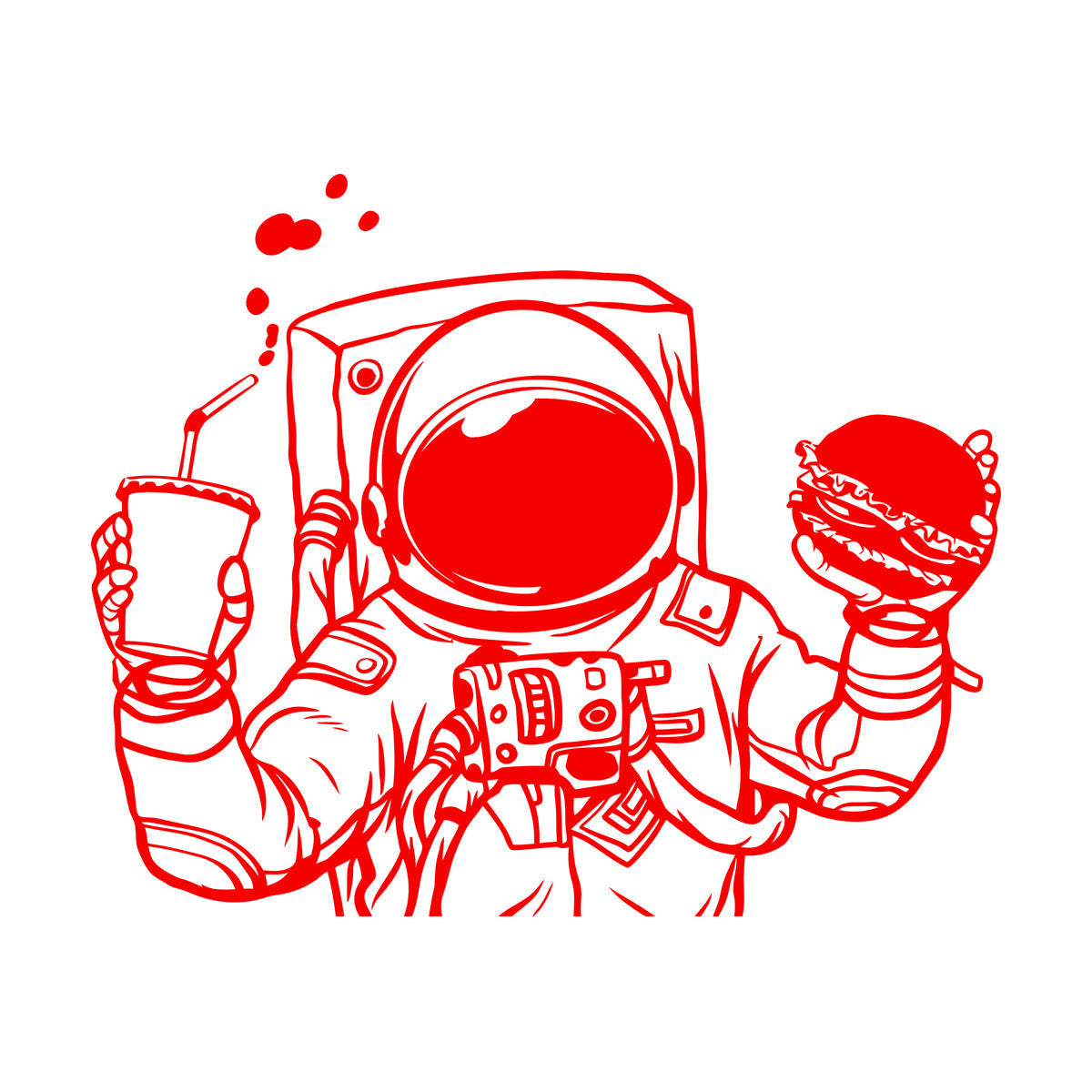 Vinyl Wall Decals Spaceman Cosmonaut Space Burger Drink Fast Food Car Body Decoration
