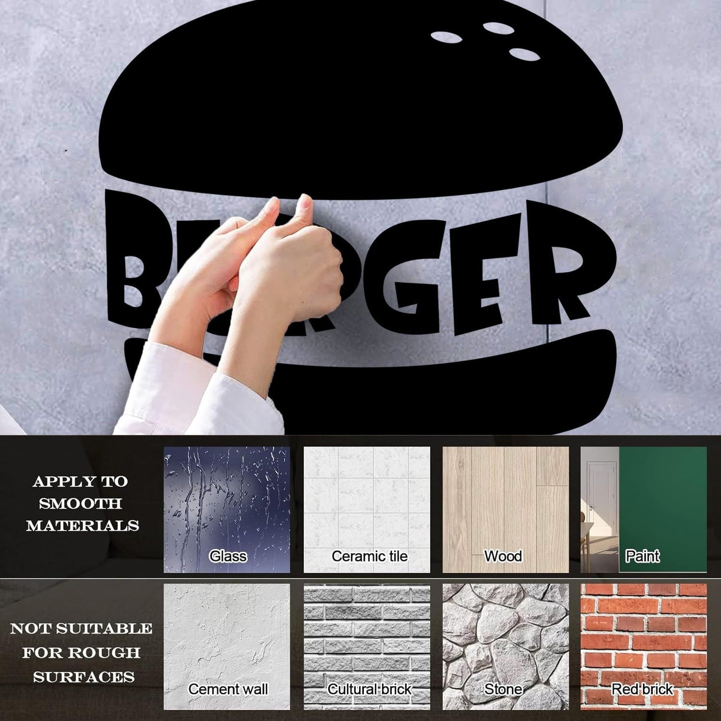 Tasty Burger Fast Food Cafe Restaurant Engraving Decals Window Decals