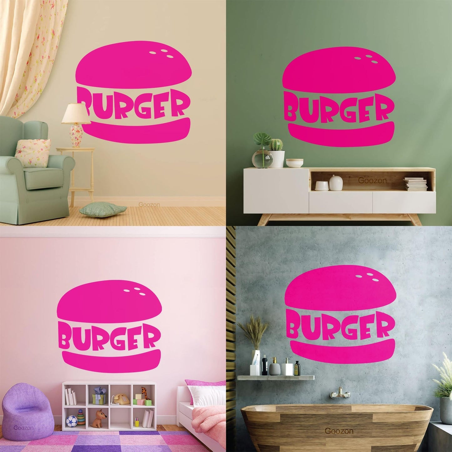 Tasty Burger Fast Food Cafe Restaurant Engraving Decals Window Decals