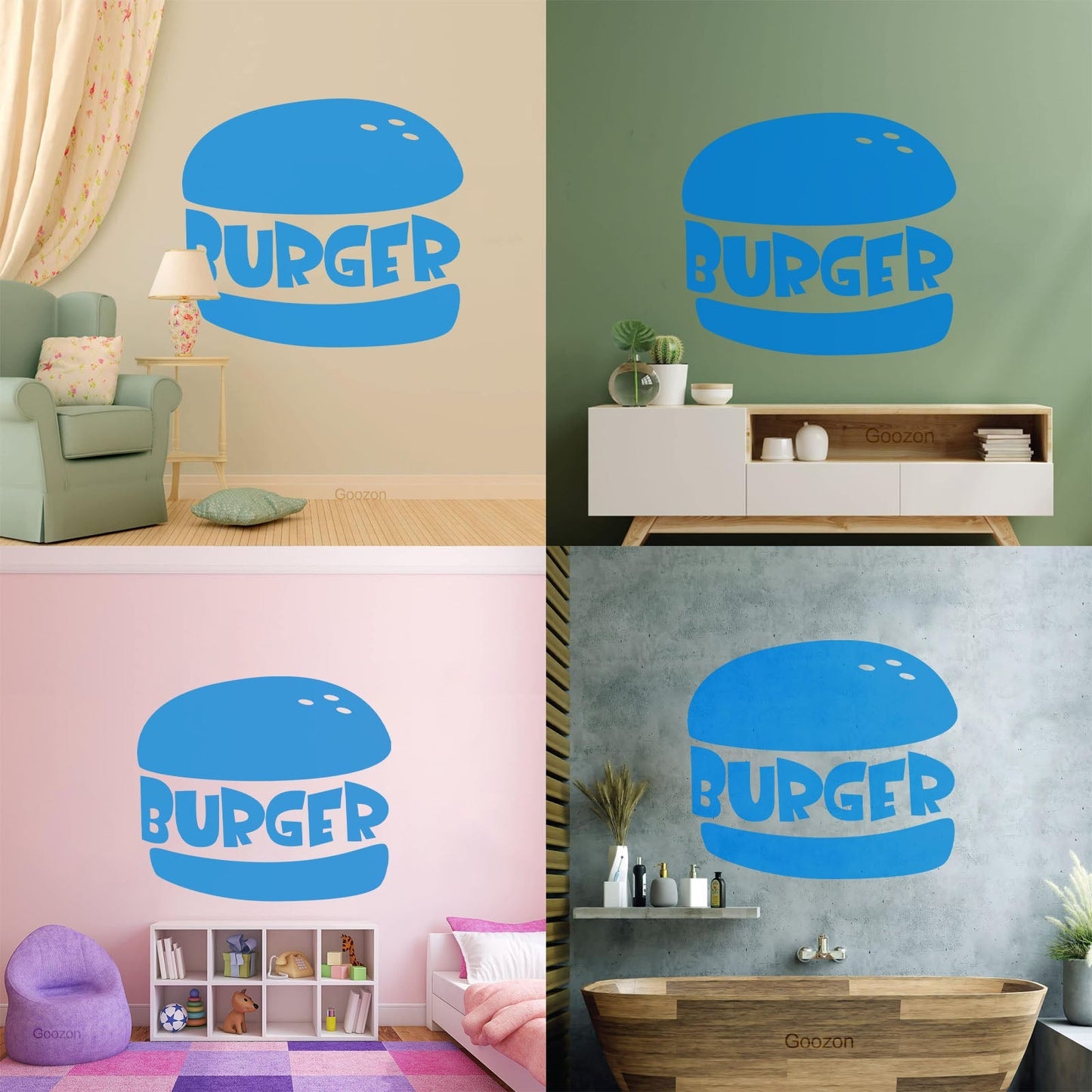 Tasty Burger Fast Food Cafe Restaurant Engraving Decals Window Decals