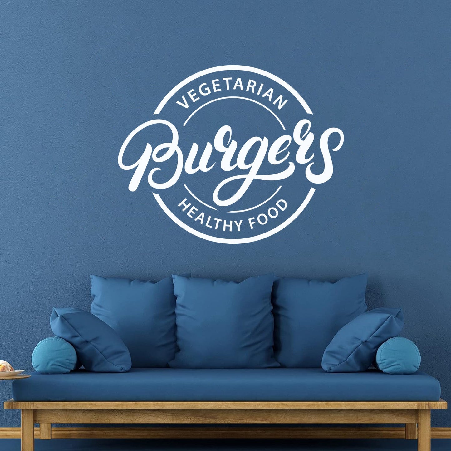 Mural And Wall Vinyl Decal Vegetarian Burgers Logo Lettering Healthy Food Glass Stickers