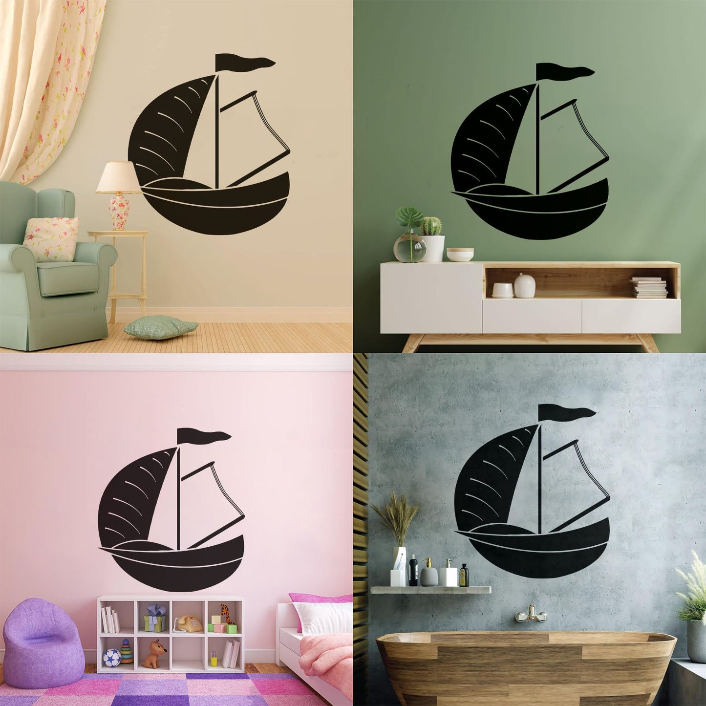 Wall Vinyl Sticker Decor Dinghy Sailing Boat Yacht Water Sports Tattoo Culture