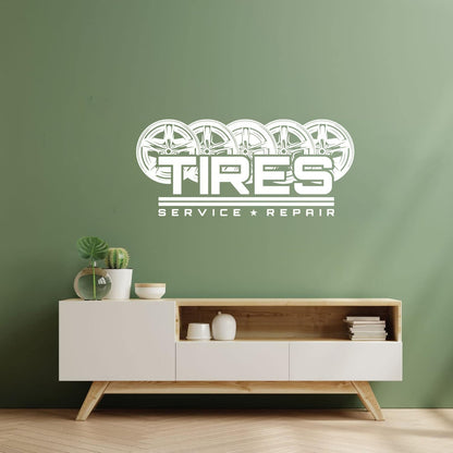 Mural And Wall Vinyl Decal Auto Racing Tires Wheel Service Repair Garage Multiple Size Options