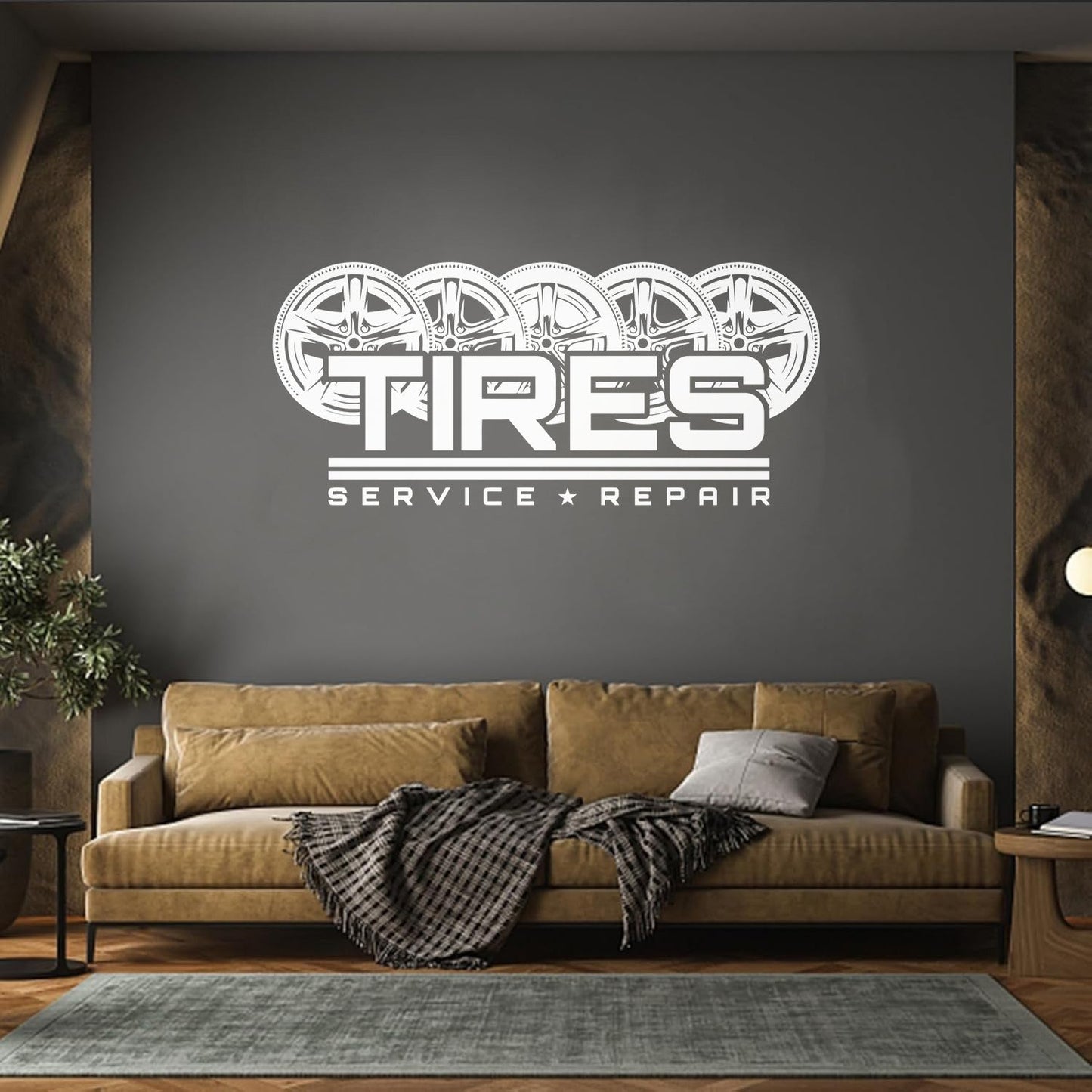 Mural And Wall Vinyl Decal Auto Racing Tires Wheel Service Repair Garage Multiple Size Options