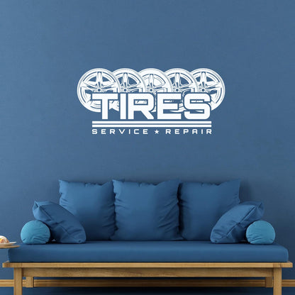 Mural And Wall Vinyl Decal Auto Racing Tires Wheel Service Repair Garage Multiple Size Options