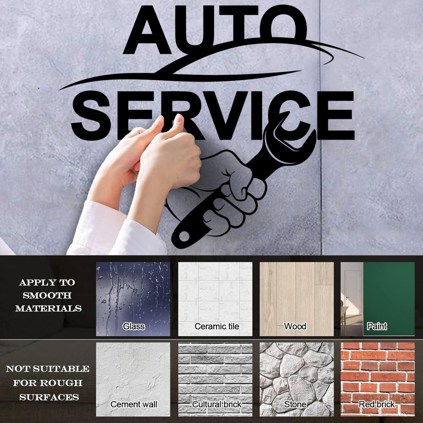 Wall Stickers Auto Service Wrench Repair Garage Can Modify And Add Information