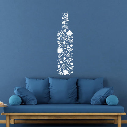 Vinyl Art Sticker Bar Shop Restaurant Business Wine Silhouette Grape Wall Beautification