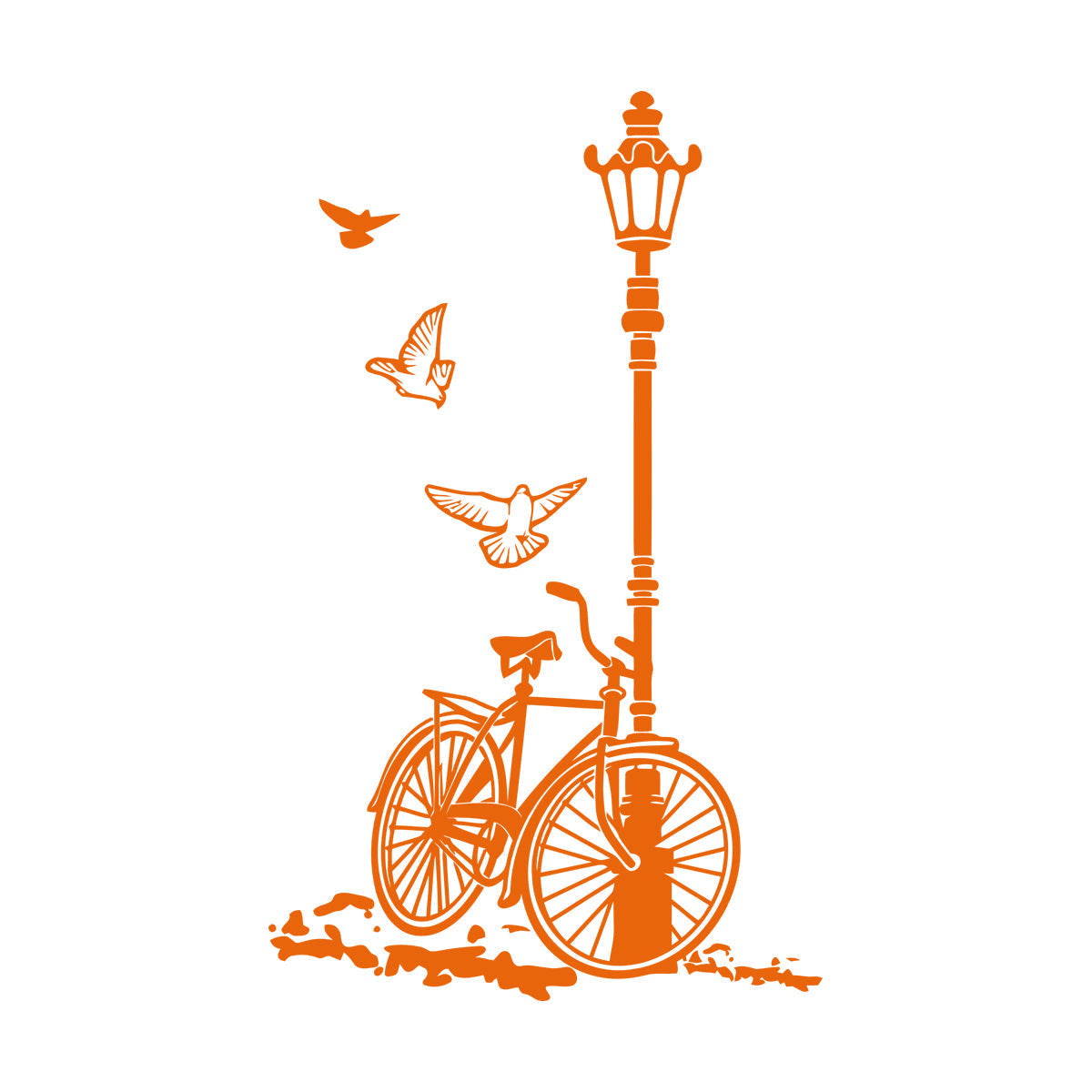 Engraving Stickers Bicycle Street Lamp Natural Two Pigeons Car Body Decoration