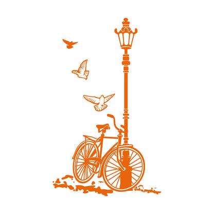 Engraving Stickers Bicycle Street Lamp Natural Two Pigeons Car Body Decoration