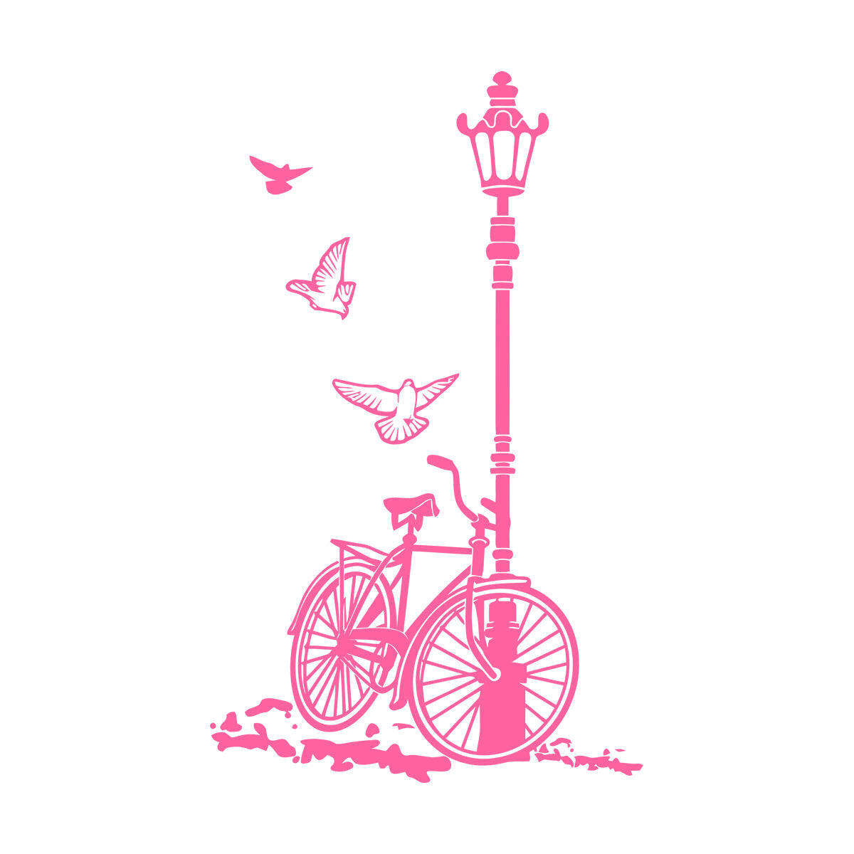 Engraving Stickers Bicycle Street Lamp Natural Two Pigeons Car Body Decoration