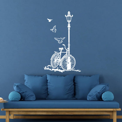 Engraving Stickers Bicycle Street Lamp Natural Two Pigeons Car Body Decoration