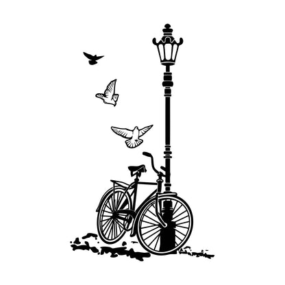 Engraving Stickers Bicycle Street Lamp Natural Two Pigeons Car Body Decoration