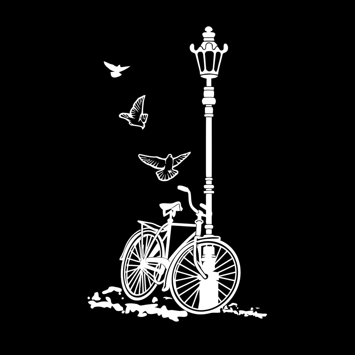 Engraving Stickers Bicycle Street Lamp Natural Two Pigeons Car Body Decoration