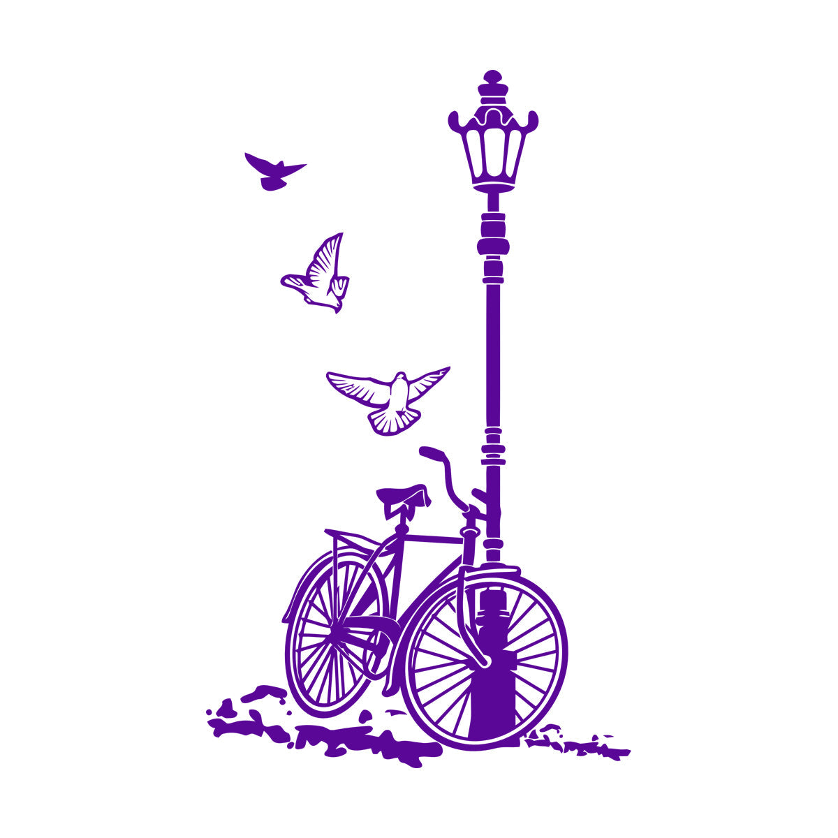 Engraving Stickers Bicycle Street Lamp Natural Two Pigeons Car Body Decoration