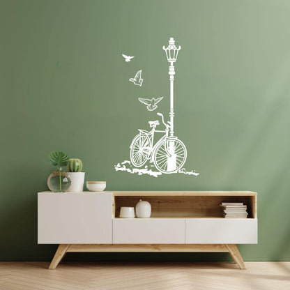 Engraving Stickers Bicycle Street Lamp Natural Two Pigeons Car Body Decoration